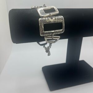 Brighton Silver Tone Geometric Link Bracelet | Chunky Toggle